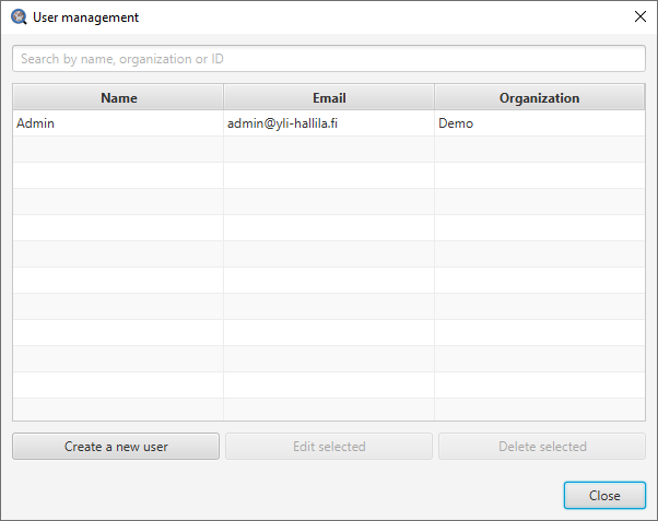 User management interface